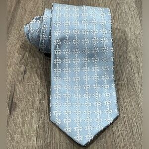 Ermenegildo Zegna Tie Made in Italy 100% Silk Woven Pastel Blue Textured EUC